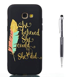 Grandoin Coque pour Samsung Galaxy A5 2017 / A520, Silicone Motif Etui de Protection Bumper Premium Housse TPU [Anti Choc] [Ultra Fine] [Ultra L&eacute;ger] Case Cover Protection Coque (Mot) (Grandoin FR Store, neuf)