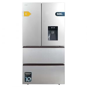 Cecotec R&eacute;frig&eacute;rateur &agrave; Double Porte en Inox avec Distributeur d'Eau de 510 L Bolero CoolMarket FD 510 WD Inox E. 183 cm de Hauteur, 84 cm de Largeur, Moteur Inverter Plus, NoFrost Total (Cecotec, neuf)