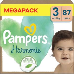 Pampers Couches Taille 3 (6-10 kg), Harmonies Couche, 87 Peaux, Protection De La Peau Douce et Ingrédients D'origine Végétale (Bienfaisant, neuf)