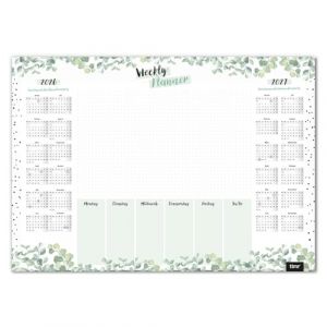 Timr Sous-main avec calendrier 2026-2027 pour 2 ans - Format A3 - En papier &agrave; d&eacute;chirer - Eucalyptus - Calendrier - Organiseur - Tr383 (easydruck24, neuf)