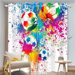 FABTOP Rideau occultant pour enfant gar&ccedil;on - Impression 3D - Art de football - Opaque - Pour chambre d'enfant et salon - 4,100 x 140 x 140 cm (l x H) (50 &times; 140 cm &times; 2) (LZHISHKK, neuf)