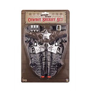 D&eacute;guisement de Sheriff CowBoy 7 El&eacute;ments Ceinture, Double &eacute;tui revolver et revolvers, &eacute;toiles de Sh&eacute;riff (Shop Inc, neuf)