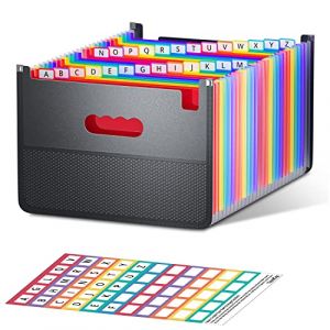 ThinkTex Trieur Document, 26 Poches Extensible, Vertical et Ouvert Sur le Dessus, Rangement Papier Administratif, Organiseur Portable de Factures Mensuelles, Onglets Colorés, Format Lettre/A4 (ThinkTex EU, neuf)