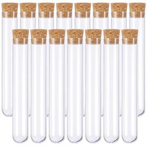 15 Pièces Tube a Essai Plastique,Tube Plastique Transparent,Eprouvette Plastique,Fiole Plastique,Tubes à Essais de Laboratoire,avec Bouchon Liège,pour Plante,Bonbons,Epice,Echantillon,16×150mm (huagnxingmengongsikk, neuf)