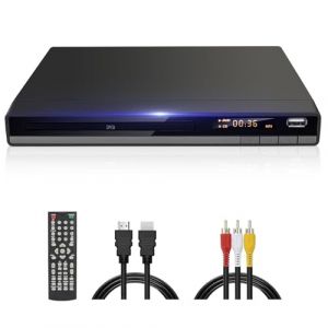 Lecteur DVD HD, DVD-168 Lecteurs DVD Multi-Régions Gratuits pour TV, Lecteur DVDs CD pour Système Stéréo Domestique avec Entrée USB, Sortie HDMI, Sortie RCA, PAL NTSC Intégré, Mise à l'échelle 1080P (Zhanjie EU, neuf)