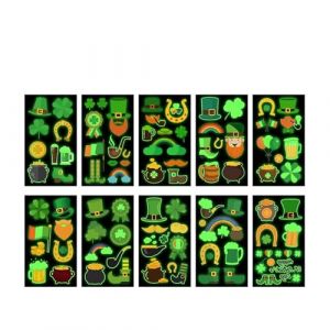 Autocollants de tatouage à thème vert, peinture irlandaise, autocollants de tatouage imperméables(10 PCS C) (Grand maritime trade, neuf)