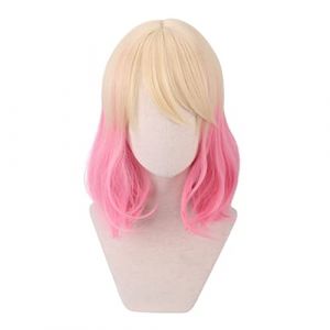 REYHS Anime Wig Catherine Ward Cathy Cosplay Wig for Angel of Death Perruque courte blonde rose pour Halloween, fête costumée, spectacle d'anime, événement cosplay, concerts, perruque quotidienne (good stuff A, neuf)