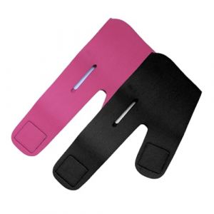 Hemobllo 2 pièces Ceinture Lift Visage Élastique Ajustable Masque Minceur pour Double Menton Soutien Menton Confortable Maintien Ferme (Leopolerd, neuf)