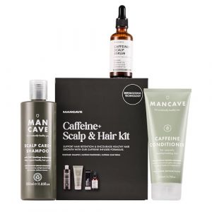 ManCave Kit caf&eacute;ine+ cuir chevelu et cheveux avec 3 essentiels de soins capillaires, la solution ultime pour des cheveux et un cuir chevelu plus sains. Shampooing &agrave; la caf&eacute;ine, apr&egrave;s-shampoing &agrave; la (MANCAVE LIMITED, neuf)