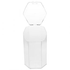 GANAZONO Organisateur Maquillage Transparent Hexagonal avec Couvercle Anti-poussi&egrave;re Bo&icirc;te Rangement Pinceaux et Outils Cosm&eacute;tiques Cylindre Acrylique Compact et Stable pour Bureau et (JUNEE, neuf)