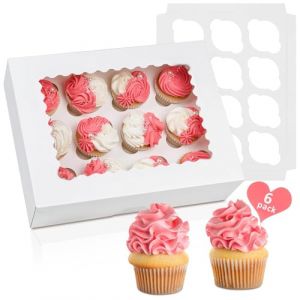 Sivaopa Boite Gateau Carton 6 Pi&egrave;ces, Boite a Gateau en Blanc avec Fen&ecirc;tre Transparente, Boite Cupcakes 12 Trous Pour Biscuits, Muffins, G&acirc;teaux, Chocolats et Emballage de Cupcakes (liaozhiyuan store, neuf)