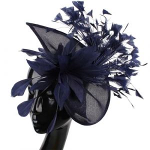 LXYDPZ Chapeau fascinateur Bleu Royal avec Clips, Plumes élégantes pour Femmes, Chapeaux de Mariage, Accessoires pour Cheveux de mariée (Marine, Taille Unique) (XingYuan Shop, neuf)