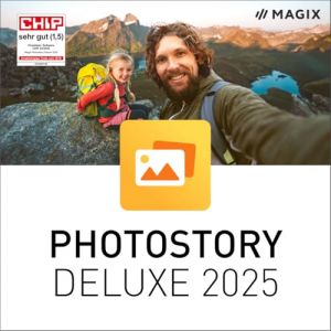 MAGIX Photostory deluxe 2025 - Souvenirs en mouvement | Logiciel de retouche photo | Logiciel de retouche vid&eacute;o | pour Windows 10/11 PC | 1 PC Licence compl&egrave;te pour 2 appareils (ProTrade Distribution, neuf)