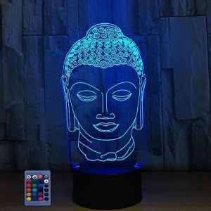 3D Statue de Bouddha LED Lampe Art Déco Lampe Lumières LED Décoration Lumière Contrôle à distance 7/16 Couleurs Change Alimenté par USB Enfants Cadeau Anniversaire Noël Cadeau (HPBN8-Ltd, neuf)