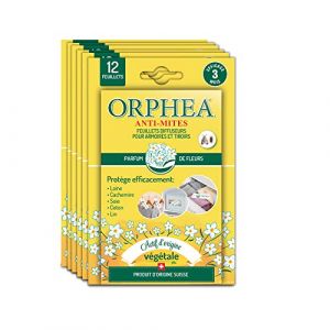 Orphea Anti Mites Textile Feuilletts pour Armoires et Tiroirs (12 pieces) Naturel, Parfum de Fleurs. Anti Mites Ideal pour Vetements, Il agit Immediatement - Dur&eacute;e 3 Mois (BrandOn Store, neuf)