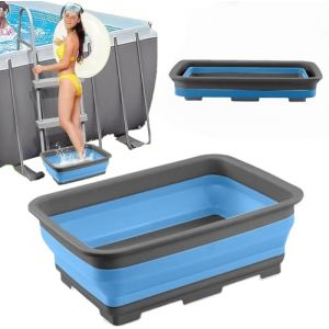 Pédiluve Piscine,Bain De Pied,Bassine Pied,Bassin Pédiluve Pour Piscine,Grande Bassine Plastique Rétractable,Accessoires Piscine,Pour Échelles Piscines (Bleu) (mayshy, neuf)