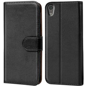 Verco Coque pour Sony Xperia XA1 Ultra, Housse Portefeuille pour Xperia XA1 Ultra Etui en Cuir Synth&eacute;tique Fonction Stand Case, Noir (ATS-Discounter, neuf)