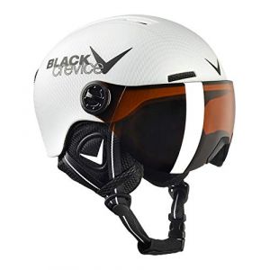 BLACK CREVICE Kids Ski Helmet Leogang I Casque de Ski avec visi&egrave;re Style Pilote diff&eacute;rentes Couleurs I Casque de Snowboard pour gar&ccedil;ons & Filles I (48-52, Blanc Carbone/Mat Noir) (allsport 1995, neuf)