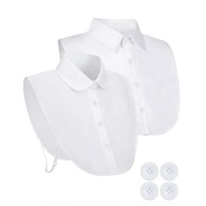 HUVZOR 2 Pi&egrave;ces Faux Col Femme, Classique Col Amovible, &Eacute;l&eacute;gant Col de Chemise,Faux Motif Girl & Ladies Neck(blanc) (Volumetech OU, neuf)
