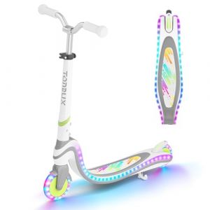 TONBUX Trottinette pour Enfants de 3 &agrave; 12 Ans, avec Planche Lumineuse Cool et Roues en Polyur&eacute;thane, Hauteur R&eacute;glable en 3 Niveaux, avec Support, L&eacute;g&egrave;re, Trottinete Enfants de 3 Ans, Blanc + Gris (EU FAN Plus, neuf)