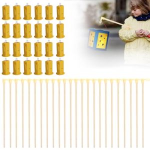 B&acirc;ton de lanterne avec LED, 24 b&acirc;tons de lanterne et 24 mini lumi&egrave;res LED, mini &eacute;clairage LED, b&acirc;ton de lanterne de 27 cm, pour enfants pour lanterne en papier, St Martin Halloween enfants pour (GREENFOODERAN TRADING LTD, neuf)