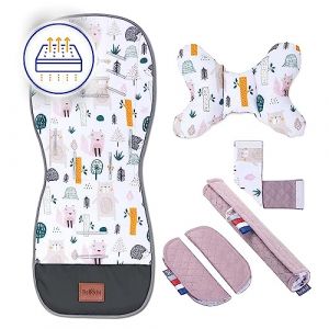Bellochi Coussin Poussette Universel Été Matelas Poussette Universelle - Coussin Reducteur Poussette Universel et Aéré avec Coussin Anti-Choc -Coton et Velours (4rest) (MAYRO Store, neuf)