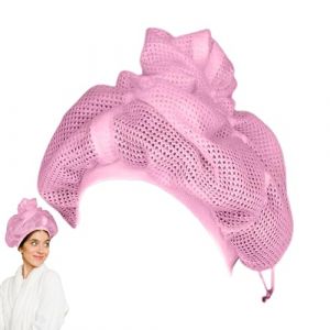 Bonnet en maille pour sécher les cheveux bouclés, bonnet de plopping filet, bonnet de plopping en maille, foulard pour cheveux, bonnet de bain réglable, foulard à séchage rapide (Papea, neuf)