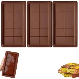 NHQZ 3 pi&egrave;ces Moule Tablette Chocolat, Moule Silicone Tablette de Chocolat Sans BPA, Moule Mini Tablette Chocolat pour Faire du Chocolat (NHQZ, neuf)