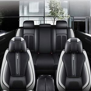 JoyRozTek Housse de siège Auto pour Volkswagen Tiguan 2009-2026 5 Places, Ensemble Complet de Protection Toutes Saisons, avec Dossier et Appui-tête intégrés, Noir Blanc (JoyRozTek, neuf)