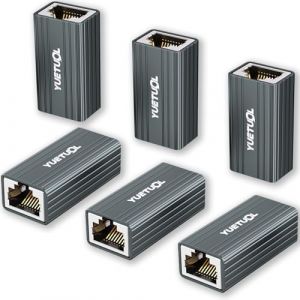 YUETUOL Coupleur RJ45 Ethernet 10Gbps, Raccord RJ45 Femelle vers Femelle, LAN Rallonge Connecteur Adaptateur Compatible avec Les C&acirc;bles R&eacute;seau,Cable Ethernet Cat8/Cat7/Cat6/Cat5e (6 Pi&egrave;ces Gris) (Yuetuol Direct, neuf)
