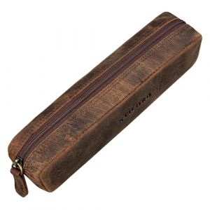STILORD 'Preston' &Eacute;tui en Cuir Trousse Stylo Vintage Plumier Pochette Ronde Porte-Plume Crayons Scolaire pour Hommes Femmes Bureau de Cuir V&eacute;ritable, Couleur:Kreta - Brun (STILORD Cuir, neuf)