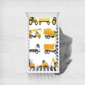 Odot Drap Housse pour Lit Bébé à Motif Voiture Dessin Animé, Drap Housses Enfant en Microfibre Respirant, Protège Matelas élastique Compatible pour Berceau, Couffin, Nacelle (95x65cm,Camion) (Odot, neuf)