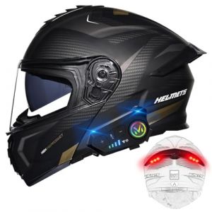 BYGMWEP Casque Moto Modulable Bluetooth avec Feu Arri&egrave;re, Casque Moto Homologu&eacute; ECE, Flip Up Casque Adulte Moto avec Double Visi&egrave;re, Microphone &agrave; Haut-Parleur int&eacute;gr&eacute;, pour Homme Femme (lvliangshilishiquyufeizonghedian, neuf)