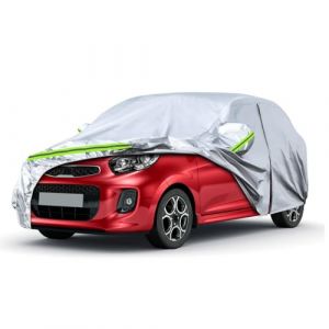 Housse de Voiture Adaptée pour Kia Picanto 2003-2024, Housse de Garage Complète Argentée étanche avec Porte Zippée pour Neige, Pluie, Protection Tous Temps (pendantd, neuf)