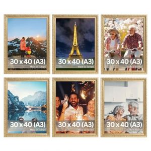 VictoR Rubens Lot de 6 cadres photo vintage 30 x 40 cm (A3) Vert doré – Baguette : 30 x 20 mm – Verre véritable – Cadre photo baroque – Antique – Lot de cadres photo A3 vintage (Victor_Store, neuf)