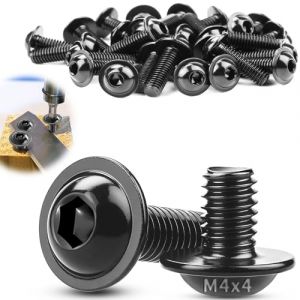 TXXATX 120 Pièces Vis à Tête Bombée avec Bride M4x4mm Vis Inox M4 A2 V2A Embase Six Pans Creux ISO 7380-2 Boulon Inox Filetage Complet pour Pieds Table Construction Automobile Bois Echafaudage (JiaFangTrading, neuf)