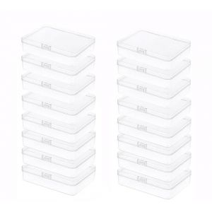 BOELLRUNO 18pcs Petite Boite de Rangement Plastique Transparent avec Couvercle &agrave; Charni&egrave;re 9.5x 6 .5x 2.6cm Mini Boite Rangement Plastique pour Pilules Perles Bijoux Artisanat (HYBREU, neuf)