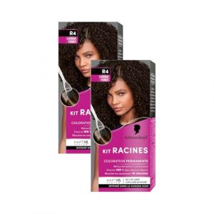Schwarzkopf - Lot de 2 Kit Racines - Coloration Racines Cheveux Permanente - Enrichie d’une huile nourrissante - Couverture Cheveux Blancs - Retouche entre 2 Colorations - Châtain Foncé R4 (PENNGUIN-FR, neuf)