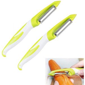 QitinDasen 2Pcs Professionnel Droites Éplucheur, Éplucheur Légumes et Éplucheur Fruits, Éplucheur Pivotant, Éplucheur Julienne, Éplucheur Pommesde Terre, Éplucheur Carottes (Vert) (FULARR-FR, neuf)