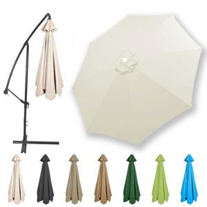 HonunGron Auvent De Remplacement pour Parasol 2,7m/3,0m/3,5m/4,0m, 6 Baleines/8 Baleines Toile De Parasol Déporté Remplacement Pour Cour,Jardin,Plage, Protection UV 50+ (Beige,2.7m / 6 Ribs) (HonunGron, neuf)