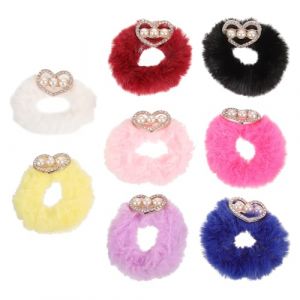 SOIMISS 8 pi&egrave;ces Bandeaux Cheveux Doux et Pelucheux &Eacute;lastiques &agrave; Cheveux Forme de Corde avec Strass Accessoires Coiffure Mignons pour Filles Jaune Rouge Fonc&eacute; Noir Blanc Rose Rouge Bleu (Star-wish, neuf)