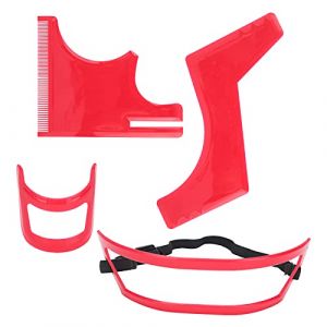 MRSTORY Template de Style Barbe Ensemble D'outils de Rasage à Barbe Professionnels pour Hommes Guide en décolleté de Bouclerons de Forme de Toilettage Guide Rouge Plastique 4 Pièces (redzhi, neuf)