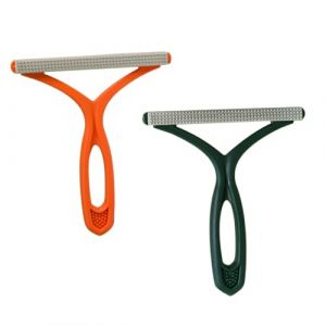 LOORGVEL Lot de 2 Brosses Enl&egrave;ve-poils D&rsquo;animaux R&eacute;utilisables Absorbeurs de Poils, Outil &Eacute;pilation Peluches pour V&ecirc;tements, Tapis et Canap&eacute;, Petit Format, Couleurs Vert Fonc&eacute; et Orange (YANJHG, neuf)