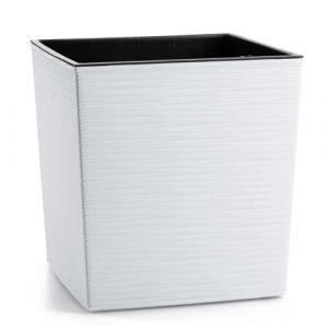 HowHomely Pot de Fleurs carr&eacute; Blanc 31 x 30 x 30 cm - Grand Pot de Fleurs ext&eacute;rieur - avec Insert jardini&egrave;re - Aspect b&eacute;ton - pour d&eacute;coration de Salon, Jardin et terrasse (Homerci, neuf)