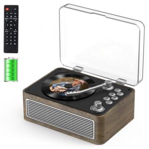Gueray Lecteur CD Bluetooth Portable avec Haut-Parleurs 3600mAh Rechargeable Vintage pour Maison, Lecteur CD Rétro Bois de Chêne Radio FM avec Télécommande, Prise USB AUX pour Livres Audio (LOUYUA, neuf)