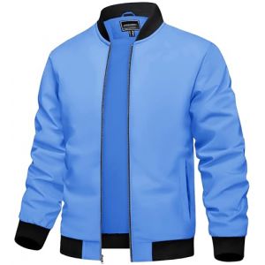 TACVASEN Blouson Homme Printemps Été Imperméable Premium Veste Coupe Vent Zippé Loisirs Bomber Bleu Clair 3XL (TACVASEN-EU, neuf)