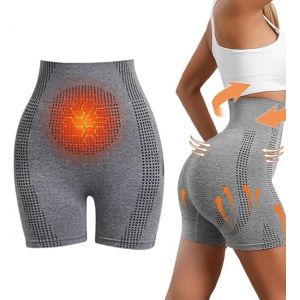 Module de Massage par Micro-Vibrations Ice Silk ION Fiber Repair Shaping Shorts, Taille Haute ionique Shapewear, Short de modelage du Corps Taille Moyenne pour Femme (Gris,XL) (Commencer･Imaginez, neuf)