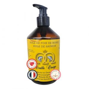 double om&eacute;ga huile de foie de morue et saumon pour chien &ndash; om&eacute;ga 3 et 6 naturels &ndash; vitalit&eacute; immunit&eacute; articulations cerveau pelage brillant &ndash; compl&eacute;ment alimentaire huile 500 ml (France croquettes, neuf)
