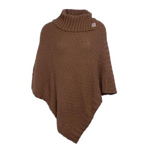 Knit Factory - Nicky Poncho Tricot&eacute; - Cape Femme - Poncho Femme - Poncho pour l&rsquo;Automne et l&rsquo;Hiver - Poncho en Laine et Acrylique - avec col &eacute;charpe - Tobacco - Taille Unique (Knit Factory, neuf)