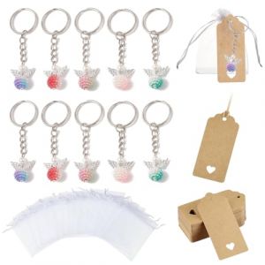 VEOIRXU Porte-clés Ange en Perles, Porte Clés Pendentif Ange, Ange Gardien Porte Bonheur Bijoux, Porte Clef Pendentifs Ange en Perles, pour Baptême Anniversaire, Mariage Communion (SHI TONGYANG DE DIAN, neuf)
